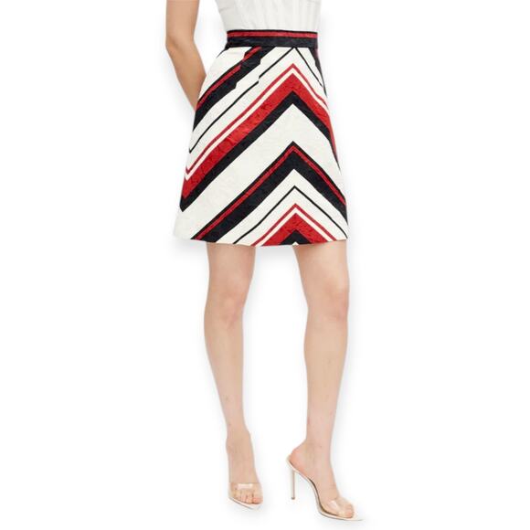 DOLCE & GABBANA | 10 | Diagonal Stripe Floral Jacquard High-Waist Mini Skirt - Picture 2 of 6